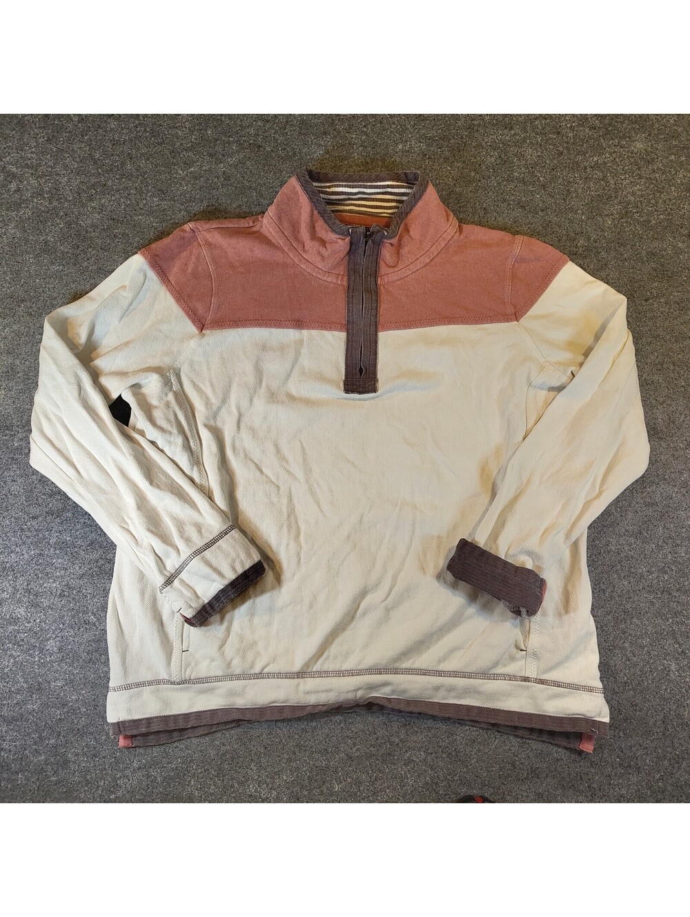 Fat Face The Airlie 1/4 Zip Sweatshirt Colorblock Pink Cream Women's Size US 14